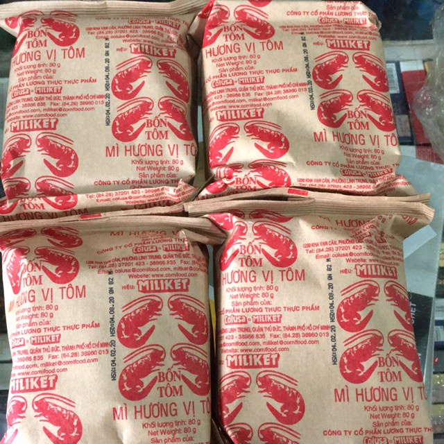 Mì Giấy Miliket 4 Tôm/ Bốn Tôm Gói 80g