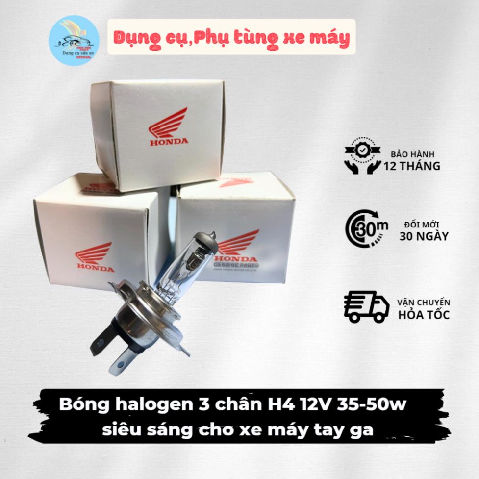 Bóng halogen 3 chân h4 12v 35-50w siêu sáng cho xe máy tay ga