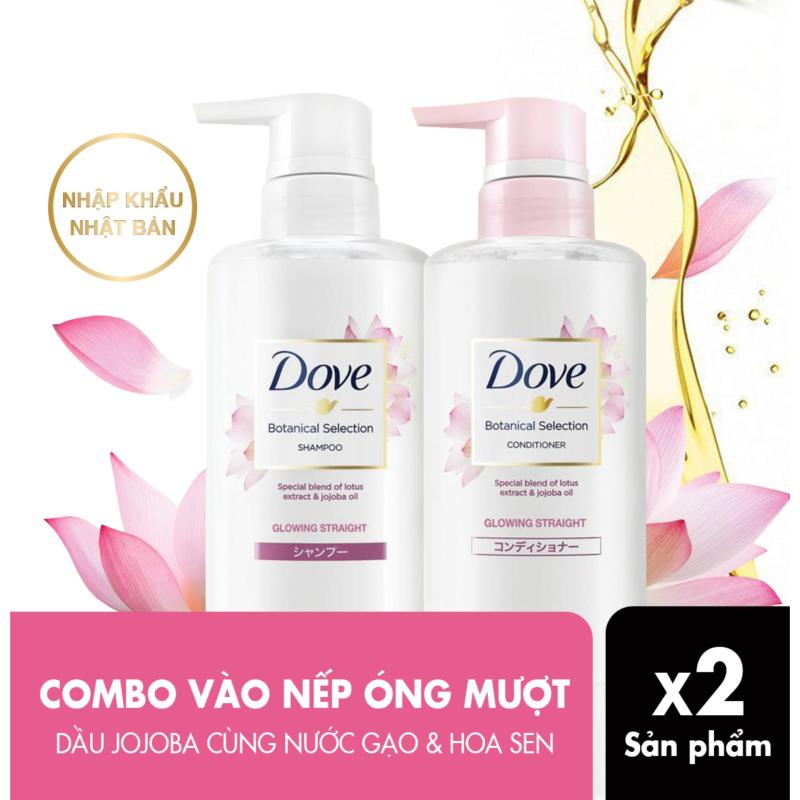 Combo dầu gội và dầu xả Dove giúp tóc bóng mượt hoa sen & dầu Jojoba Botanical Selection 500g nhập khẩu