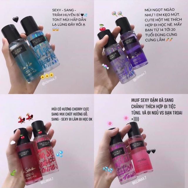 Set 2 món xịt thơm toàn thân Mini Victoria Secret