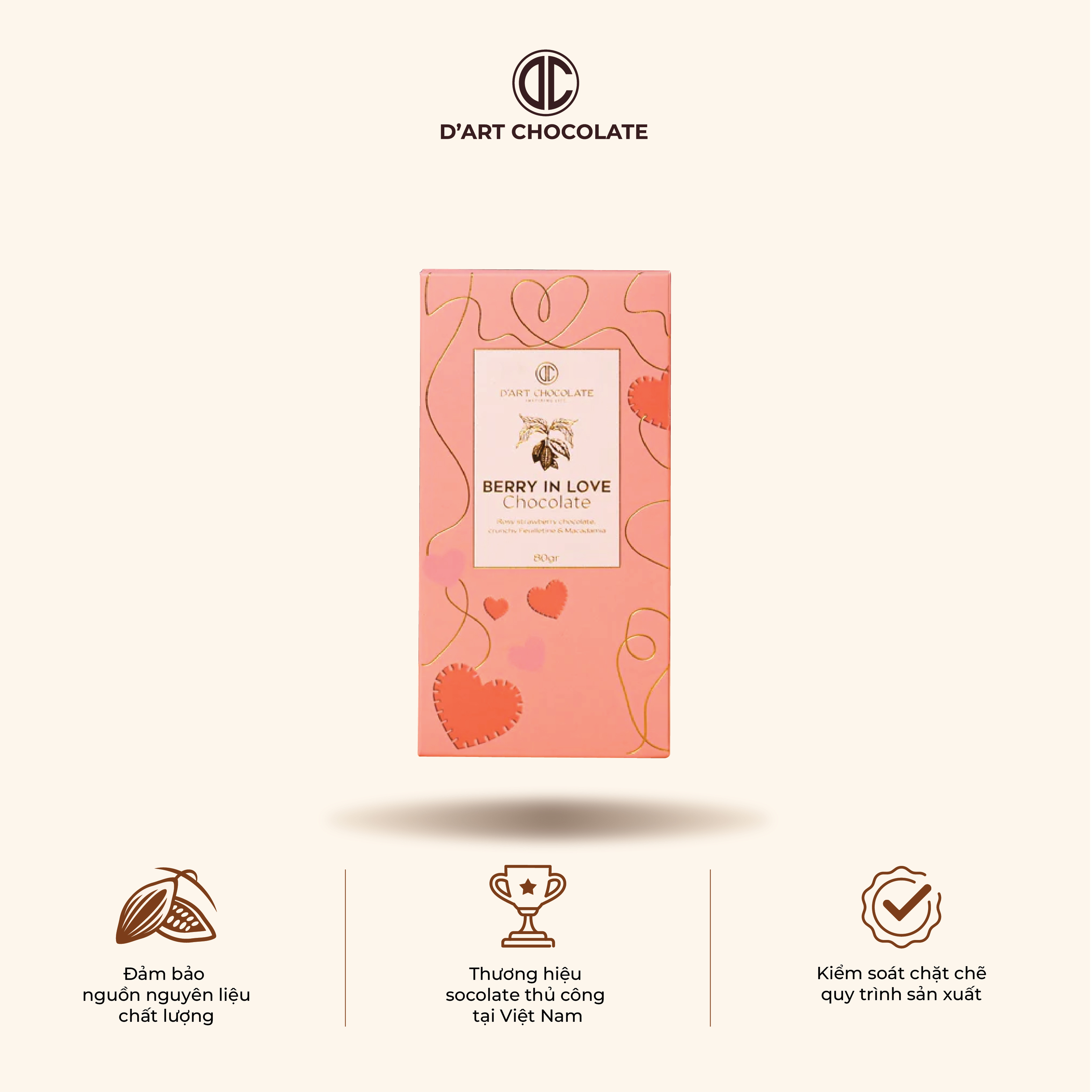 Thanh Socola Berry In Love D'Art Chocolate 80g