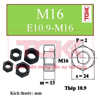 Đai ốc thép đen 10.9