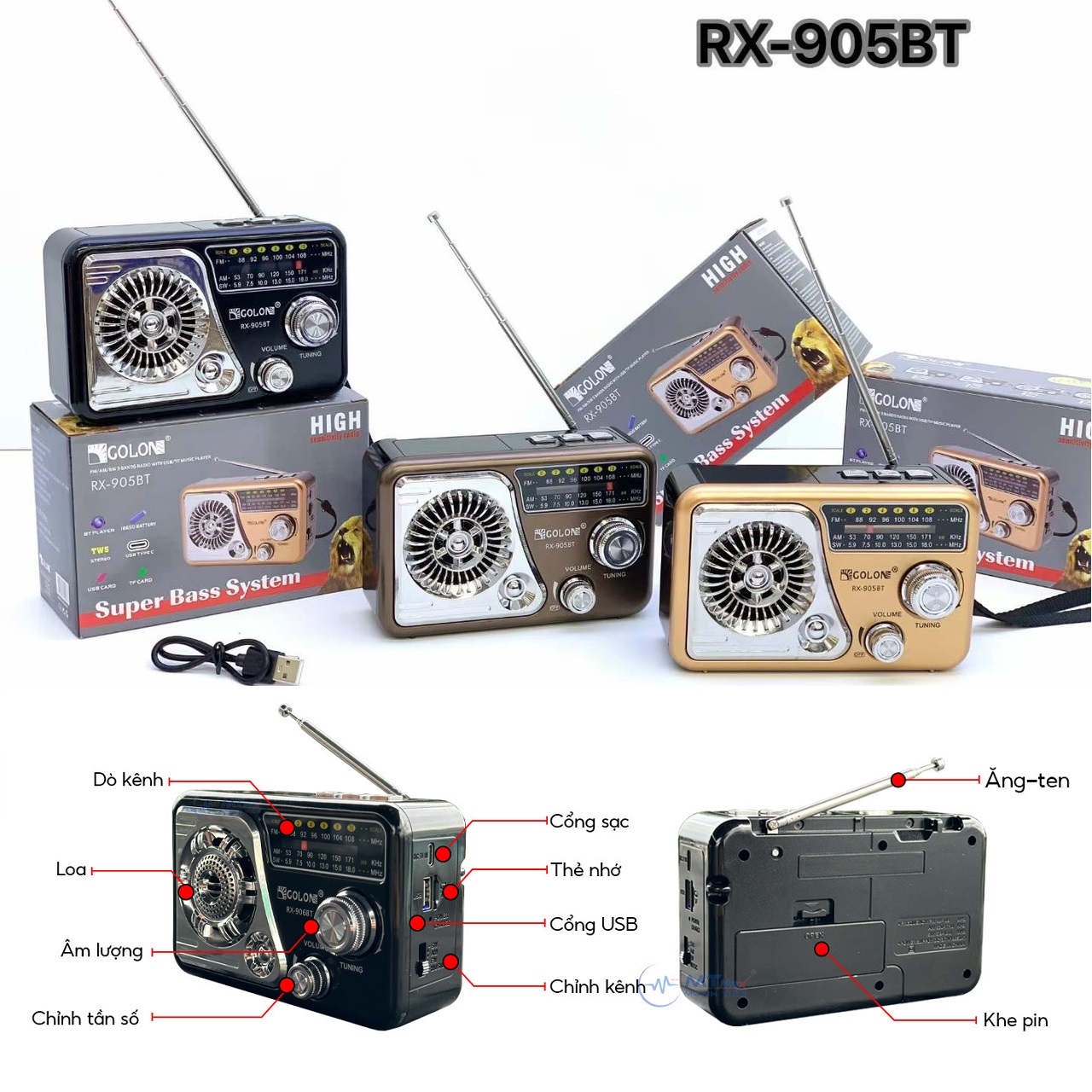 Radio amfmusbtf bluetoothmp3 rx-906bt