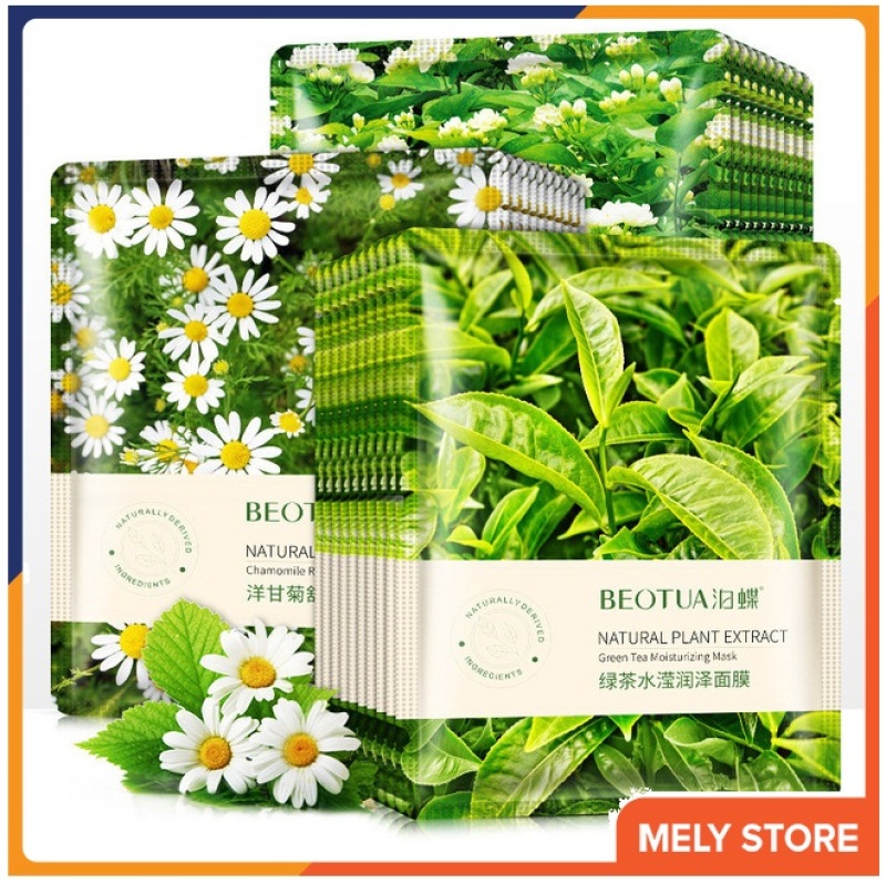 Combo 5 mặt nạ giấy dưỡng da hương hoa tự nhiên Beotua hoa nhài, trà xanh giúp dưỡng ẩm, da sáng màu, làm săn và tăng độ đàn hồi, mặt nạ dưỡng trắng da nội địa Trung SPU060