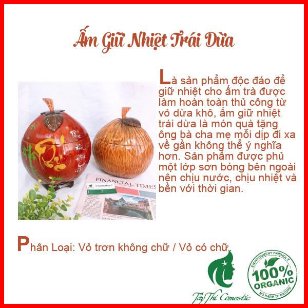 [HCM]Ấm Giữ Nhiệt Trái Dừa