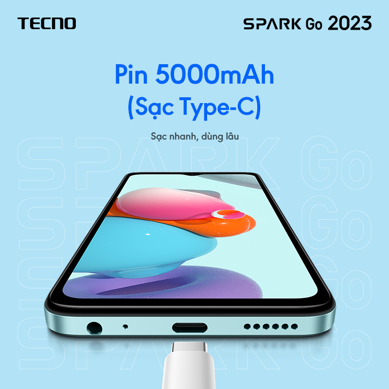 Điện thoại Tecno SPARK GO 2023 4GB/64GB - Helio A22 | 5000 mAh | 6,6" HD+| Cảm ứng vân tay