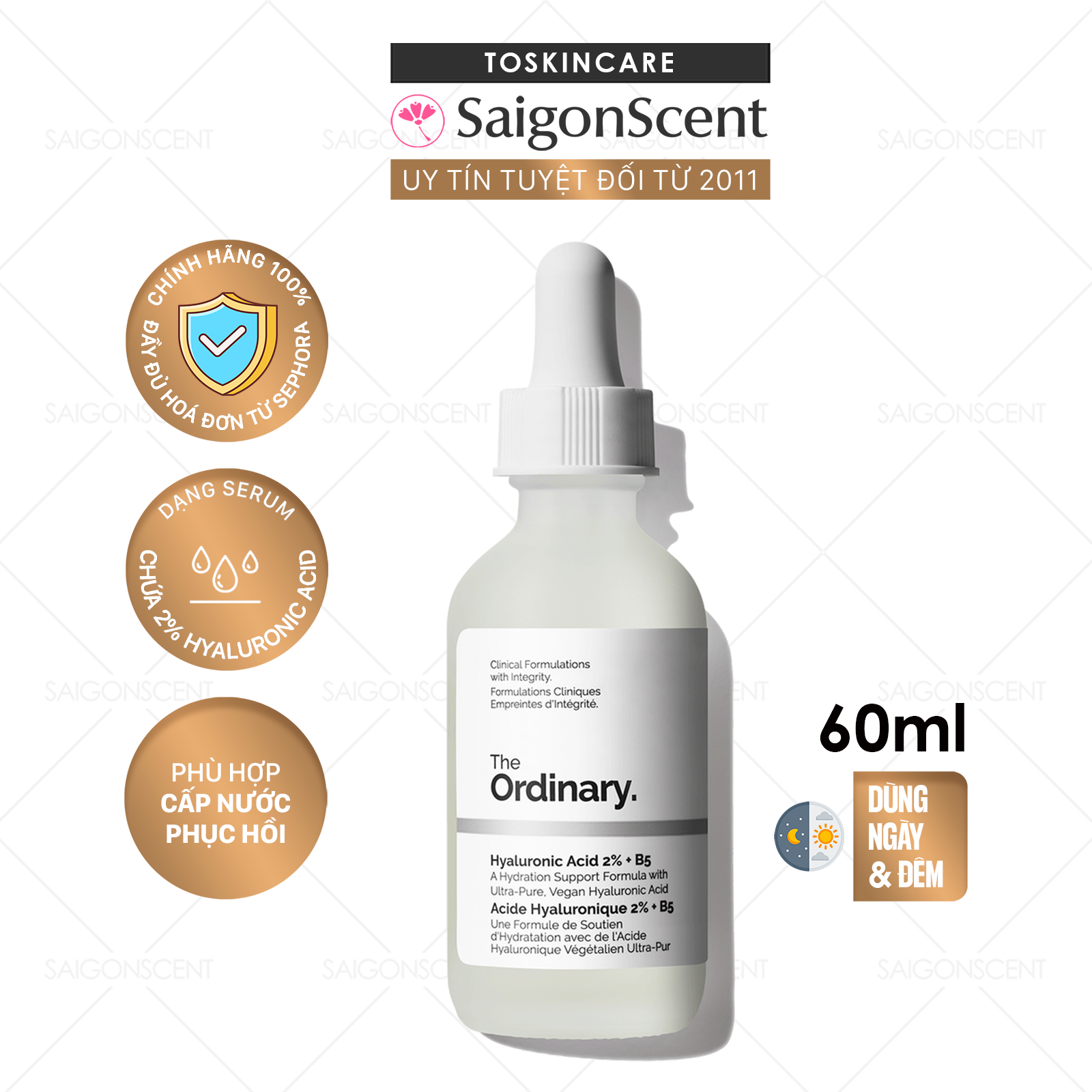 Tinh chất cấp nước, phục hồi The Ordinary Hyaluronic Acid 2% + B5