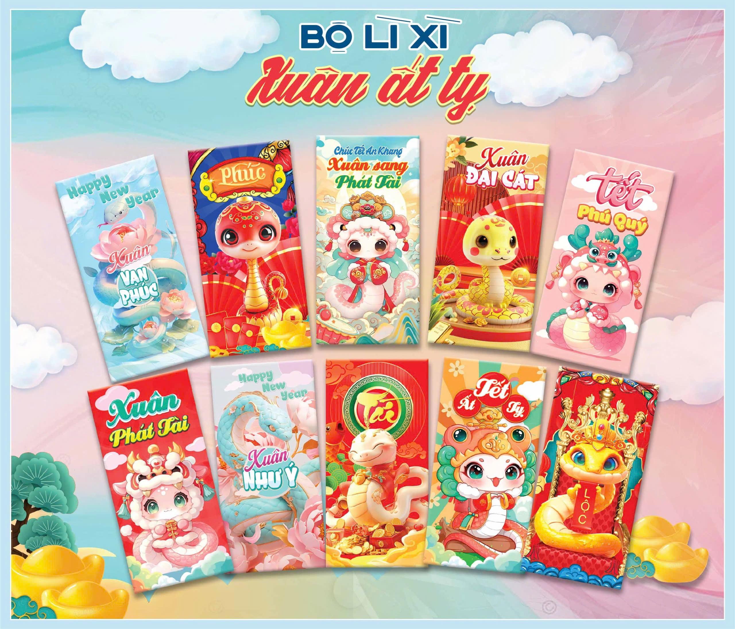 Combo 100 Bao Lì Xì Tết 2026 Mix nhiều mẫu