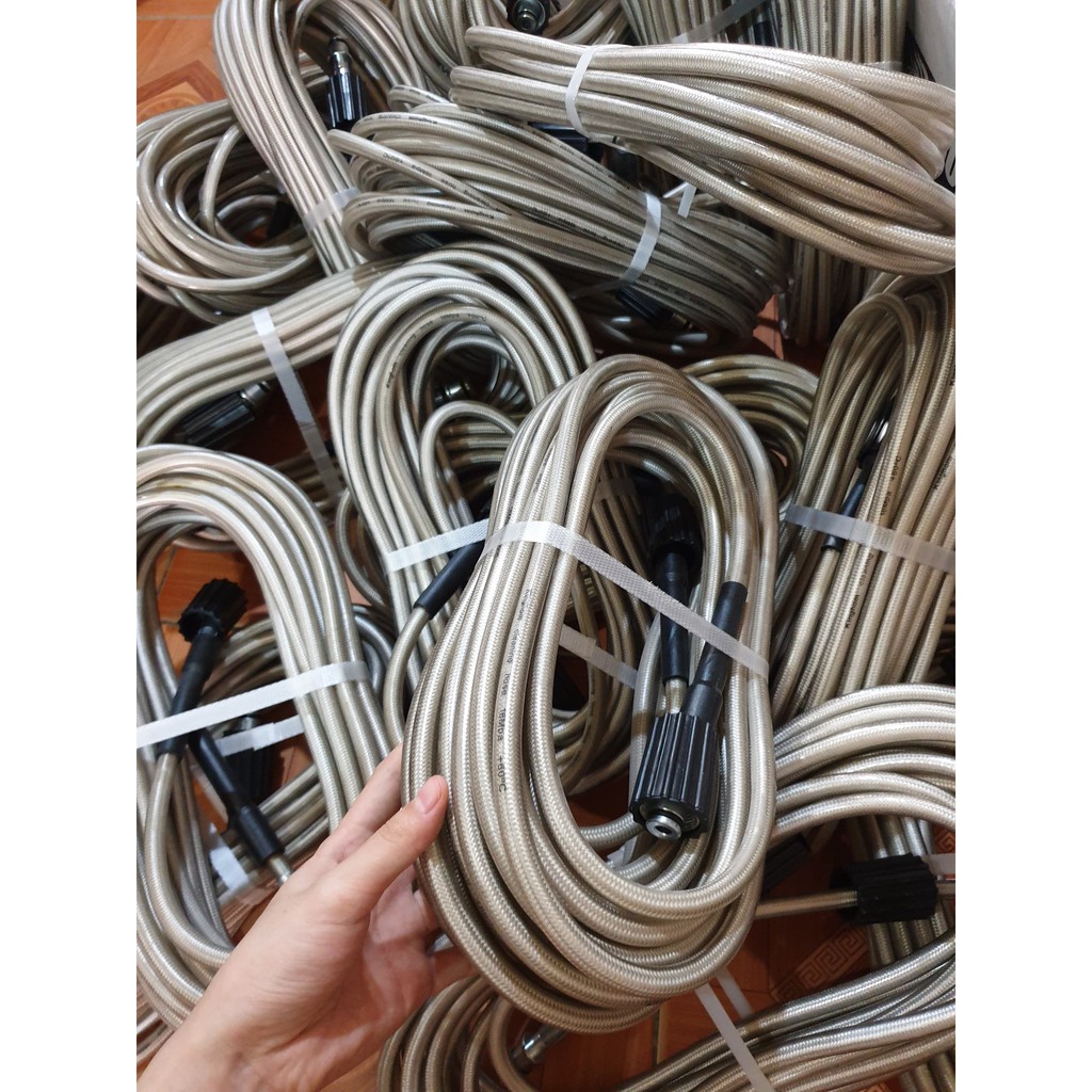 10m Ống dây rửa xe cho máy bơm xịt rửa áp lực cao:1 đầu ren 22mm và 1 đầu ren 14mm