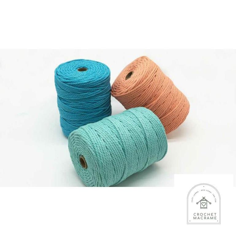 Dây thừng cotton màu se macrame 3 xoắn thắt Macrame size 3mm,5mm