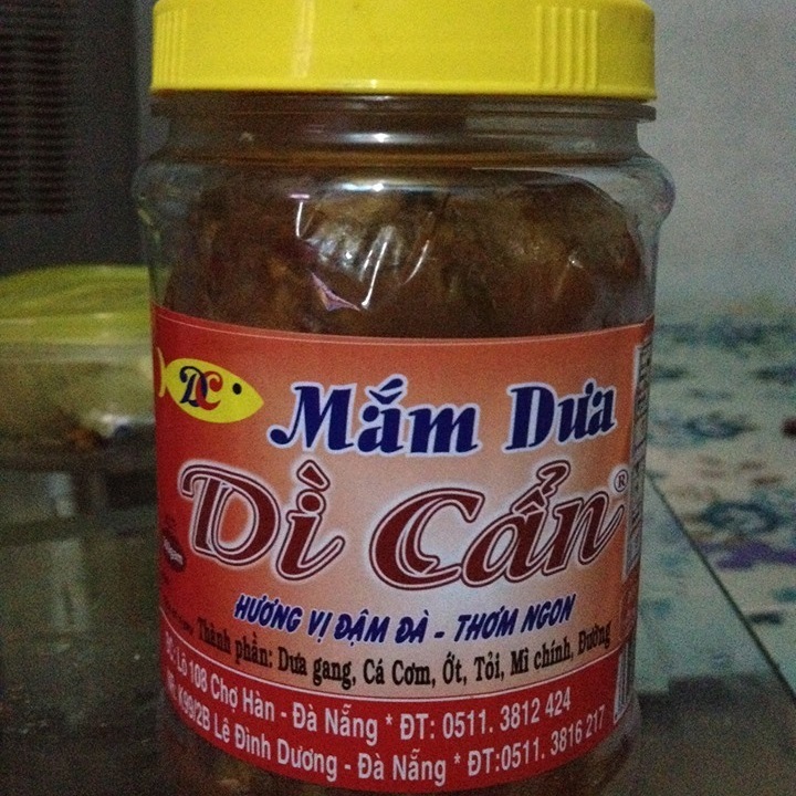 Mắm dưa Dì Cẩn Đà Nẵng vị mặn miền trung dưa dòn ngấm gia vị hộp lớn 500 gram Mắm nêm Dì Cẩn