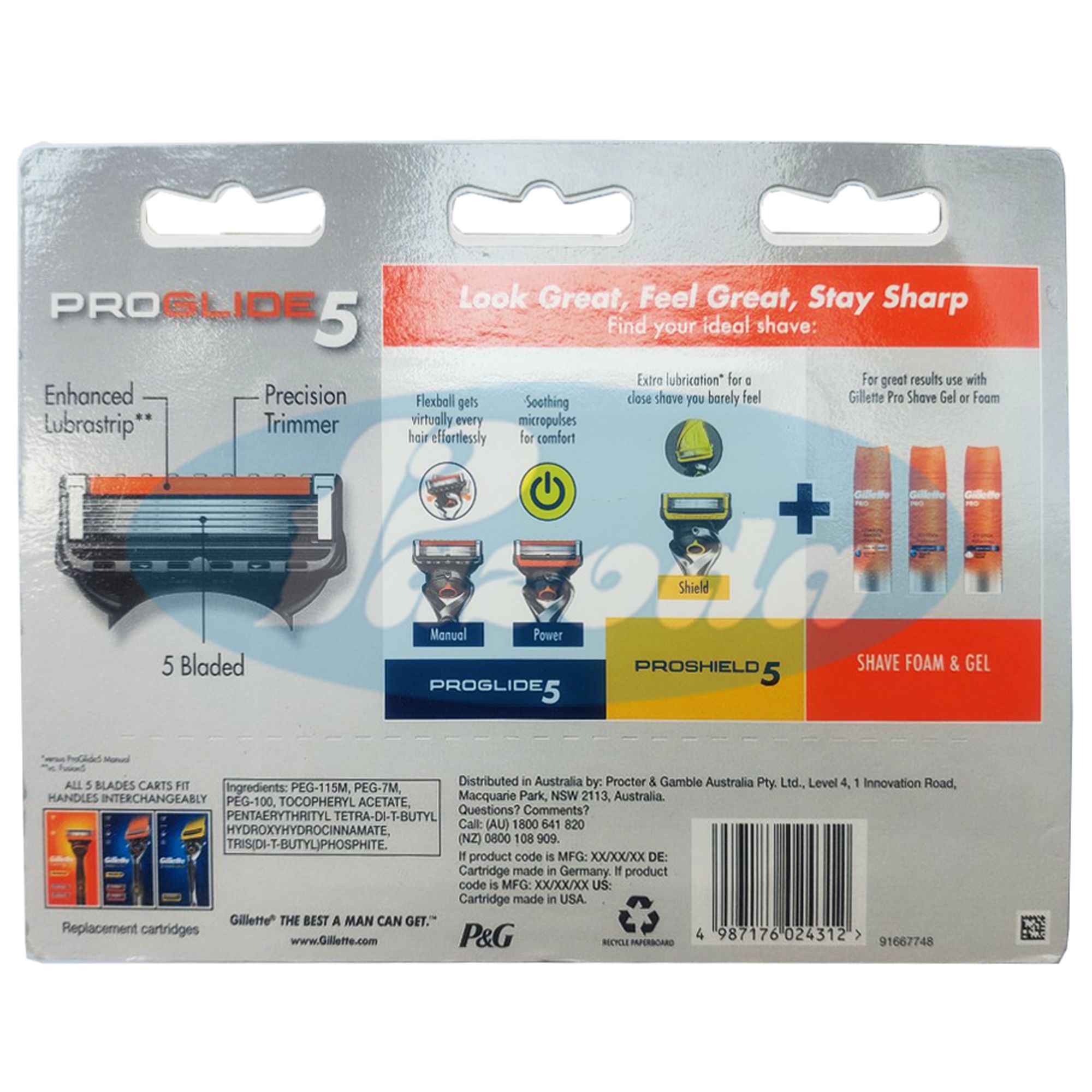 Hộp 8 lưỡi dao cạo râu Gillette Proglide5 ( đầu cạo 5+1)
