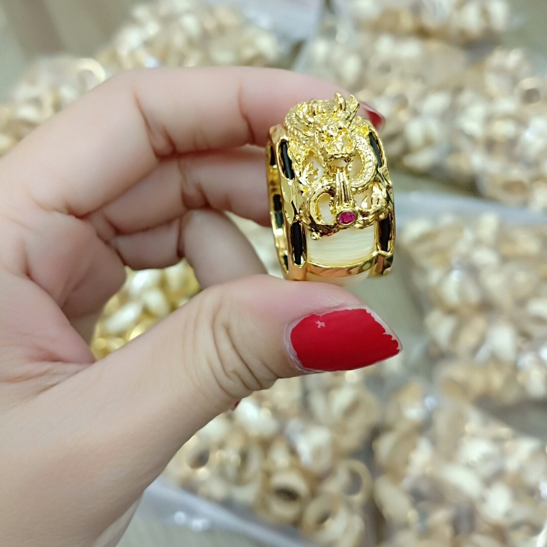 Nhẫn nam ngà rồng mạ vàng 18k