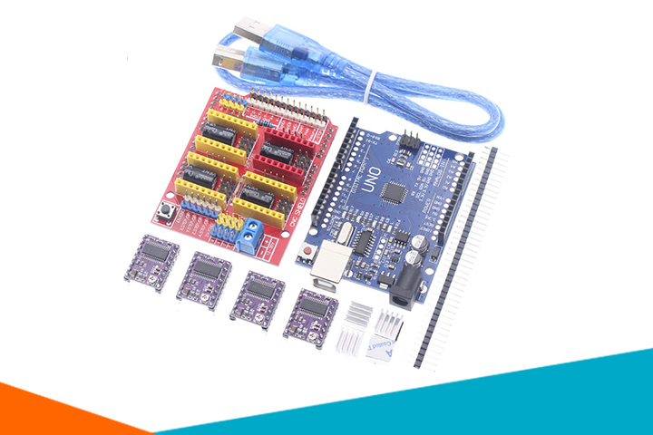 Combo Arduino Uno R3 Dán + Shield Uno R3 + 4 Module DRV8825