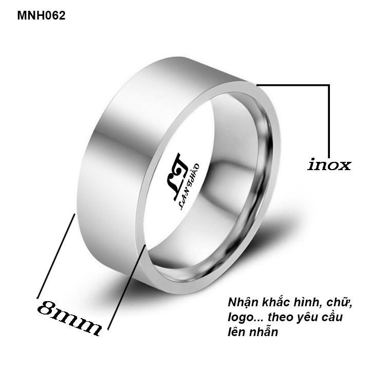 Nhẫn nam trơn bóng 8li khắc hình theo yêu cầu Không đen không gỉ sét MNH062