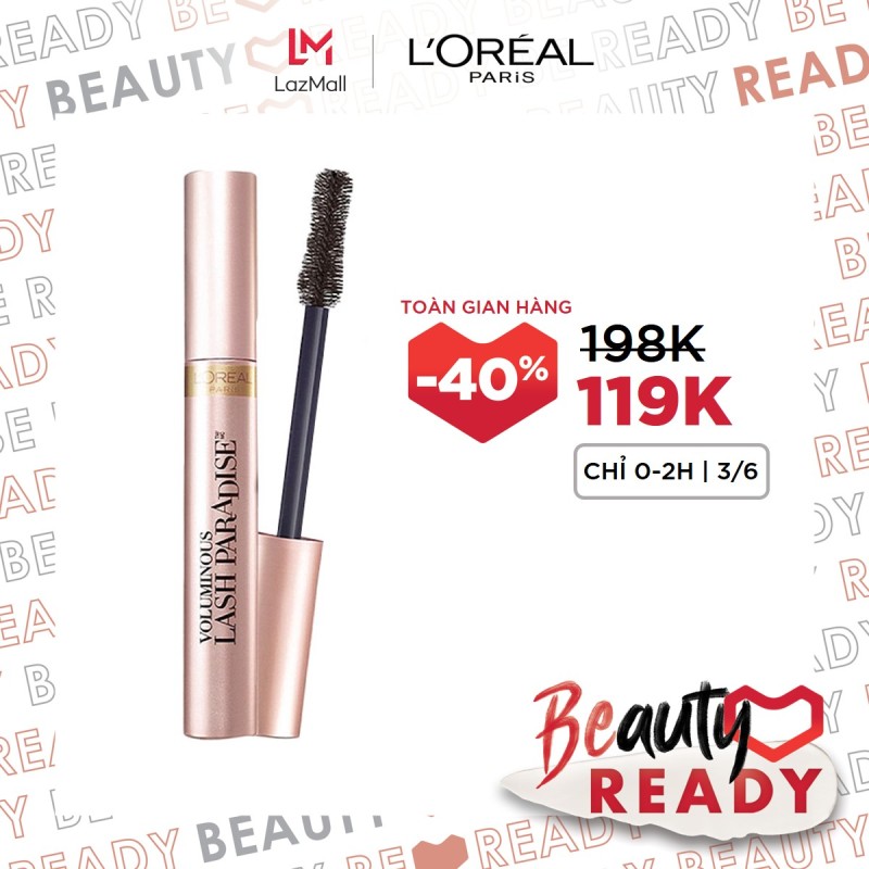 Mascara dày và dài mi Lash Paradise L’Oreal Paris 7.6ml nhanh khô, không lem, bền màu, mang đến hàng mi cong và dày giá rẻ