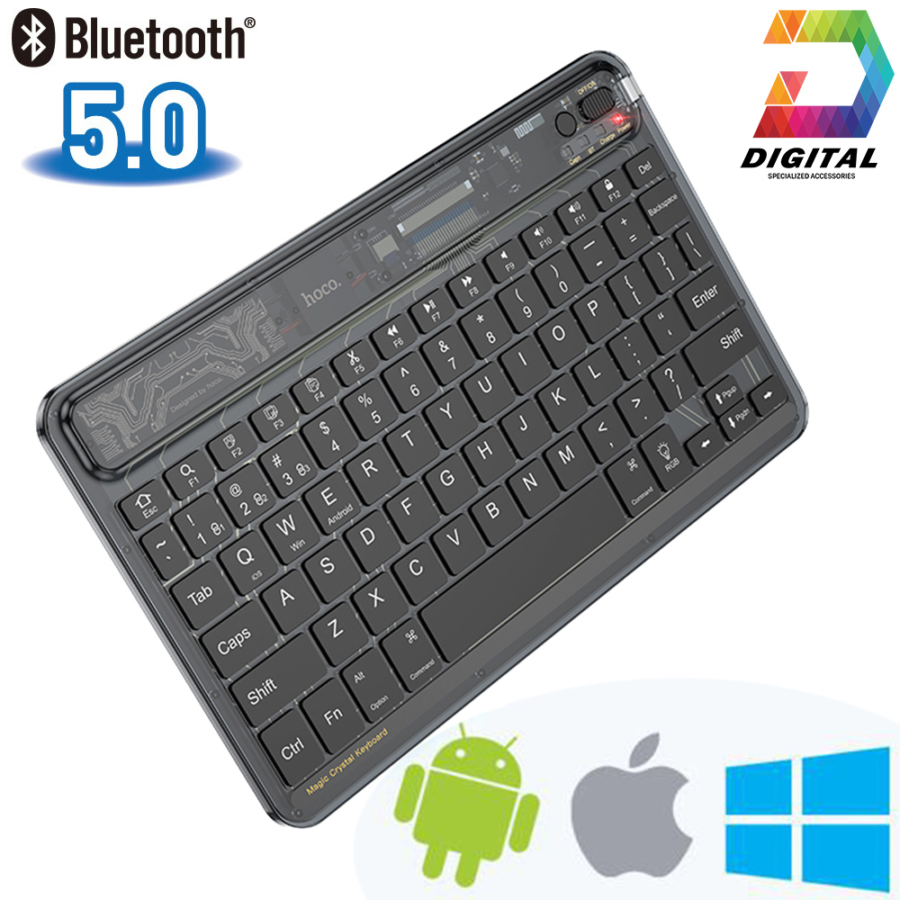 Bàn Phím Bluetooth Mini Trong Suốt Hoco S55 Cho Smartphone, iPad, Máy Tính Cao Cấp