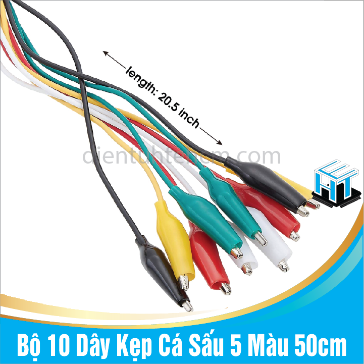 Bộ 10 Dây Kẹp Cá Sấu 5 Màu 50cm