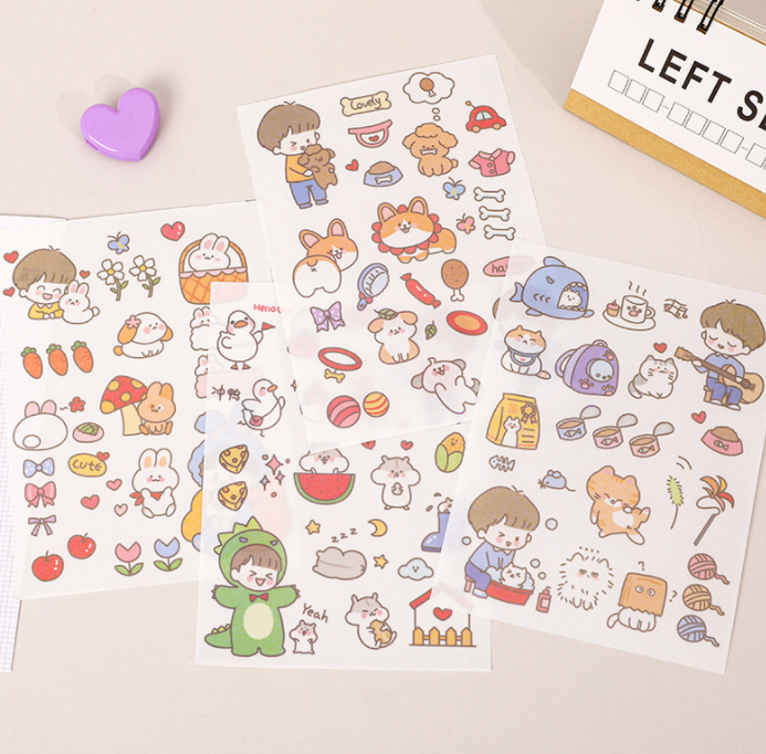 [Có sẵn] Sticker Cô Gái decor trang trí bàn học, sổ nhật kí ( Set 4 tấm)