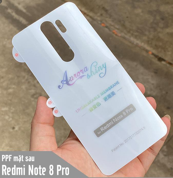 Miếng Dán PPF Xiaomi Redmi Note 8 Pro Mặt lưng Trong suốt + Ánh 7 Màu