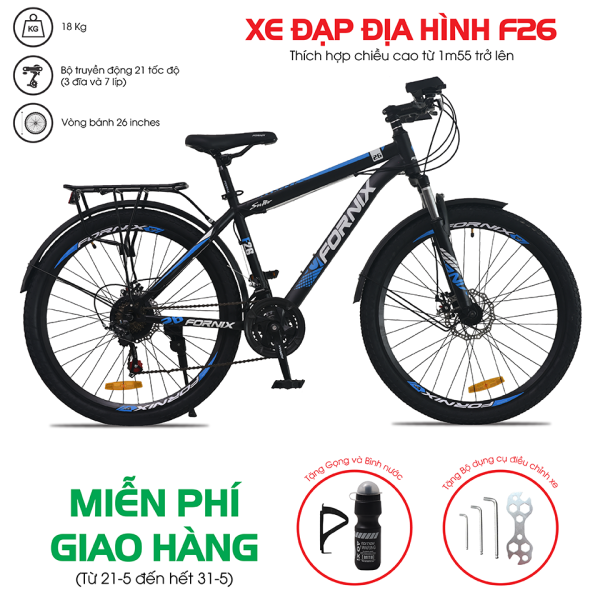 Xe đạp địa hình thể thao Fornix F26 (KÈM SÁCH HƯỚNG DẪN LẮP RÁP) + Tặng Gọng và bình nước + Bộ lắp ráp - Bảo hành 12 tháng