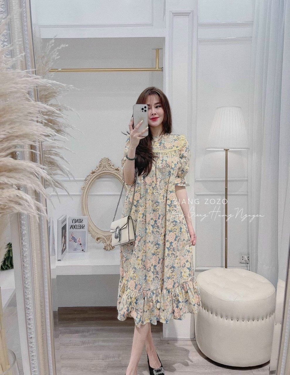 Đầm lụa hoa vải mềm mai , thoáng mát , họa tiết hoa ( from dươi 70kg )
