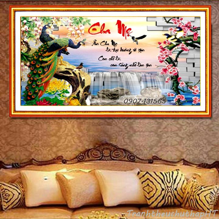 [HCM]Tranh đính đá Cha mẹ LV369 - tự đính