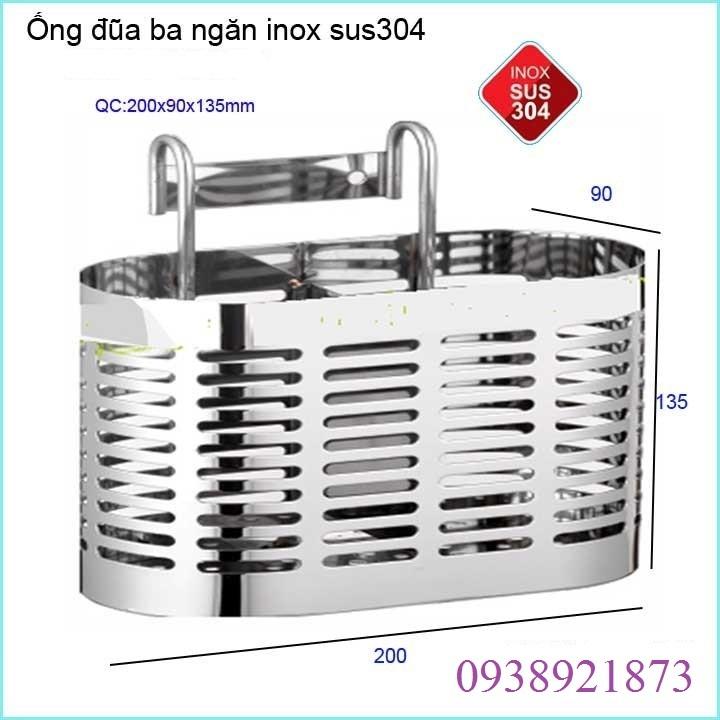 Ống đựng đũa , kệ để đũa 3 ngăn inox 304 cao cấp - od3i3