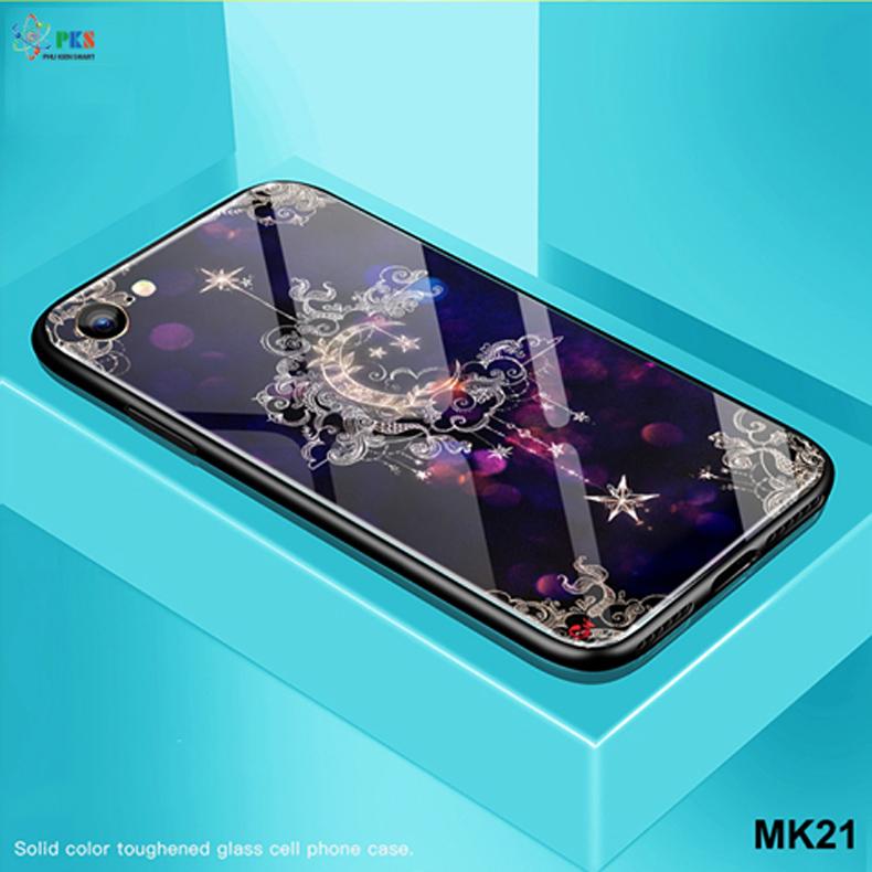 Ốp lưng Iphone 7 Plus /8 Plus in 3D hình hoa văn mặt kính cường lực