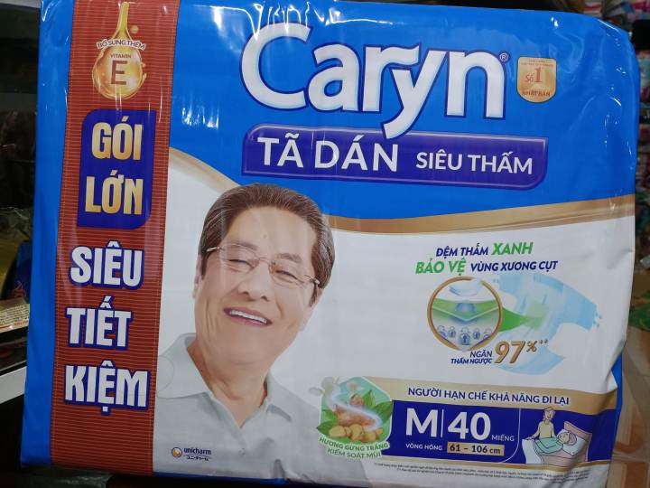 Tã dán Caryn siêu thấm vòng hông 61-106cm size M 40 miếng