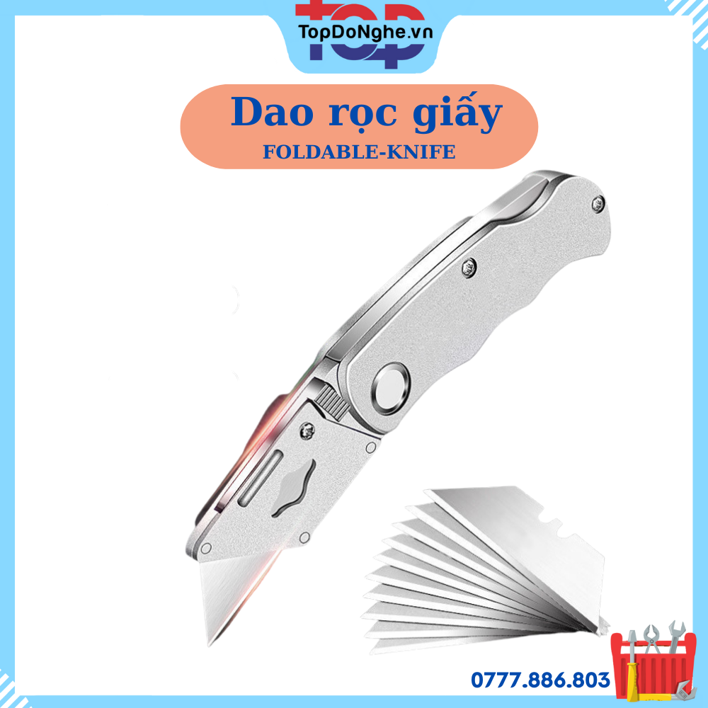Dao rọc giấy gấp gọn tặng kèm 5 lưỡi