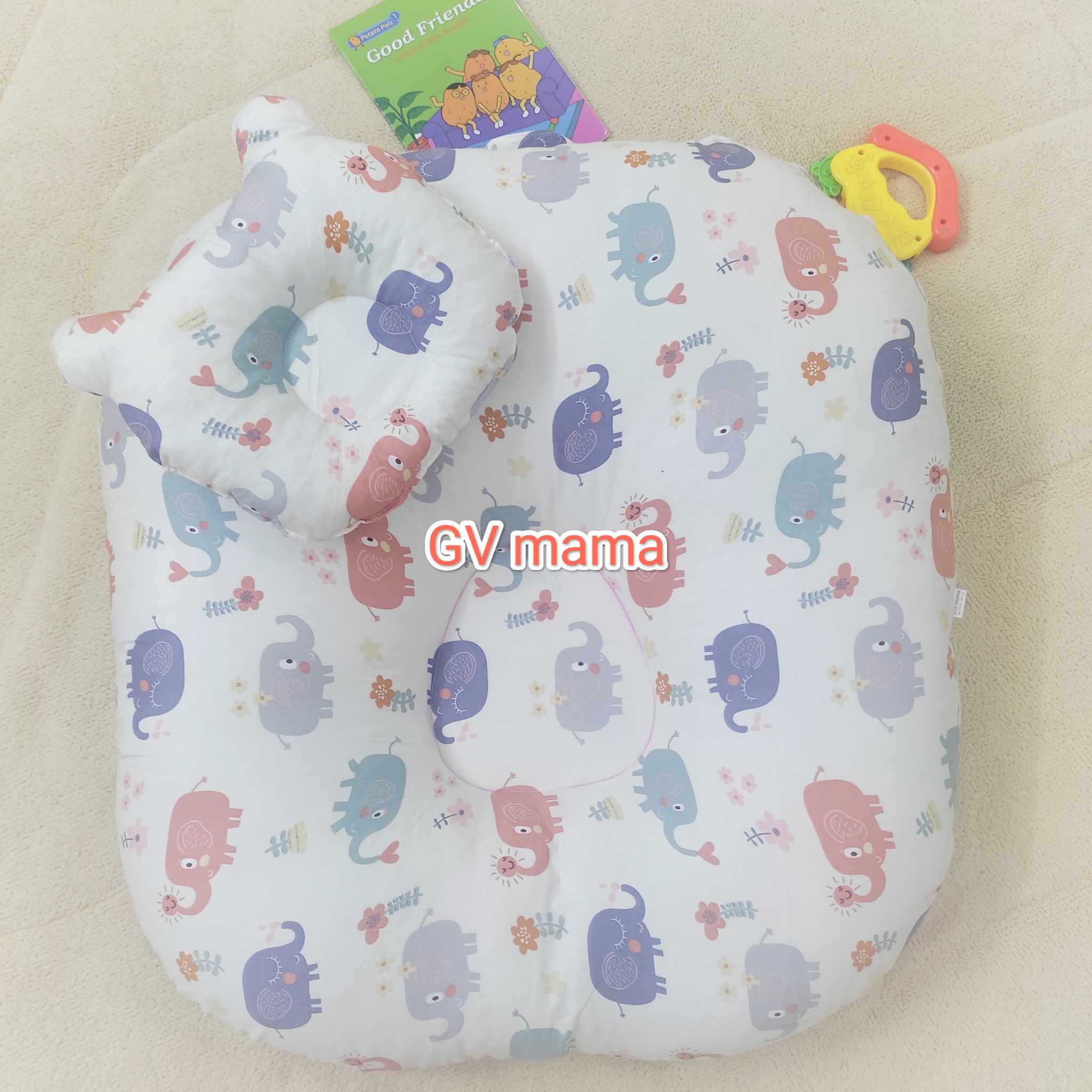 Gối chống trào ngược cotton cao cấp, thoáng mát cho bé yêu, gối chống ọc trớ sữa đa năng cho bé yêu