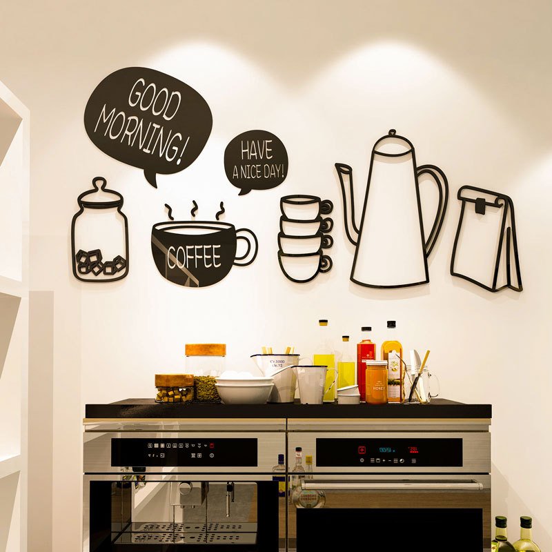 Tranh dán tường mica 3d - Goodmorning cafe
