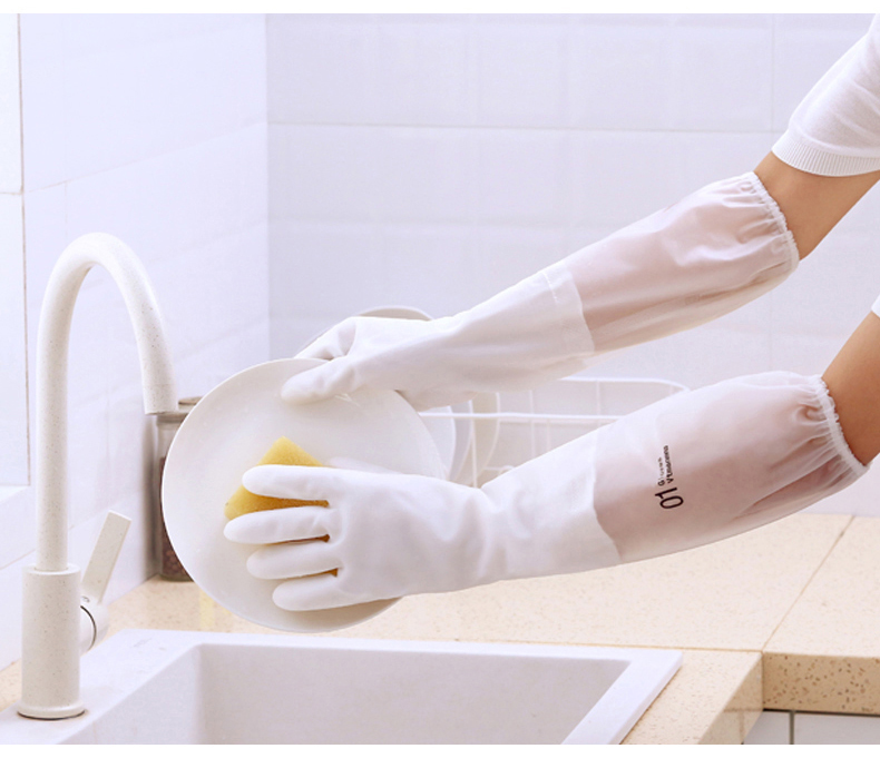 Găng Tay Cao Su Lót Nỉ Dài 50cm Bo Chun Shalla CV43
