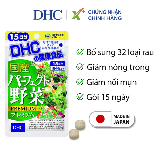 Viên uống rau củ DHC Nhật Bản Premium thực phẩm chức năng bổ sung chất xơ, hỗ trợ hệ tiêu hóa, giảm táo bón, làm đẹp da 15 ngày XP-DHC-VEG15 cao cấp