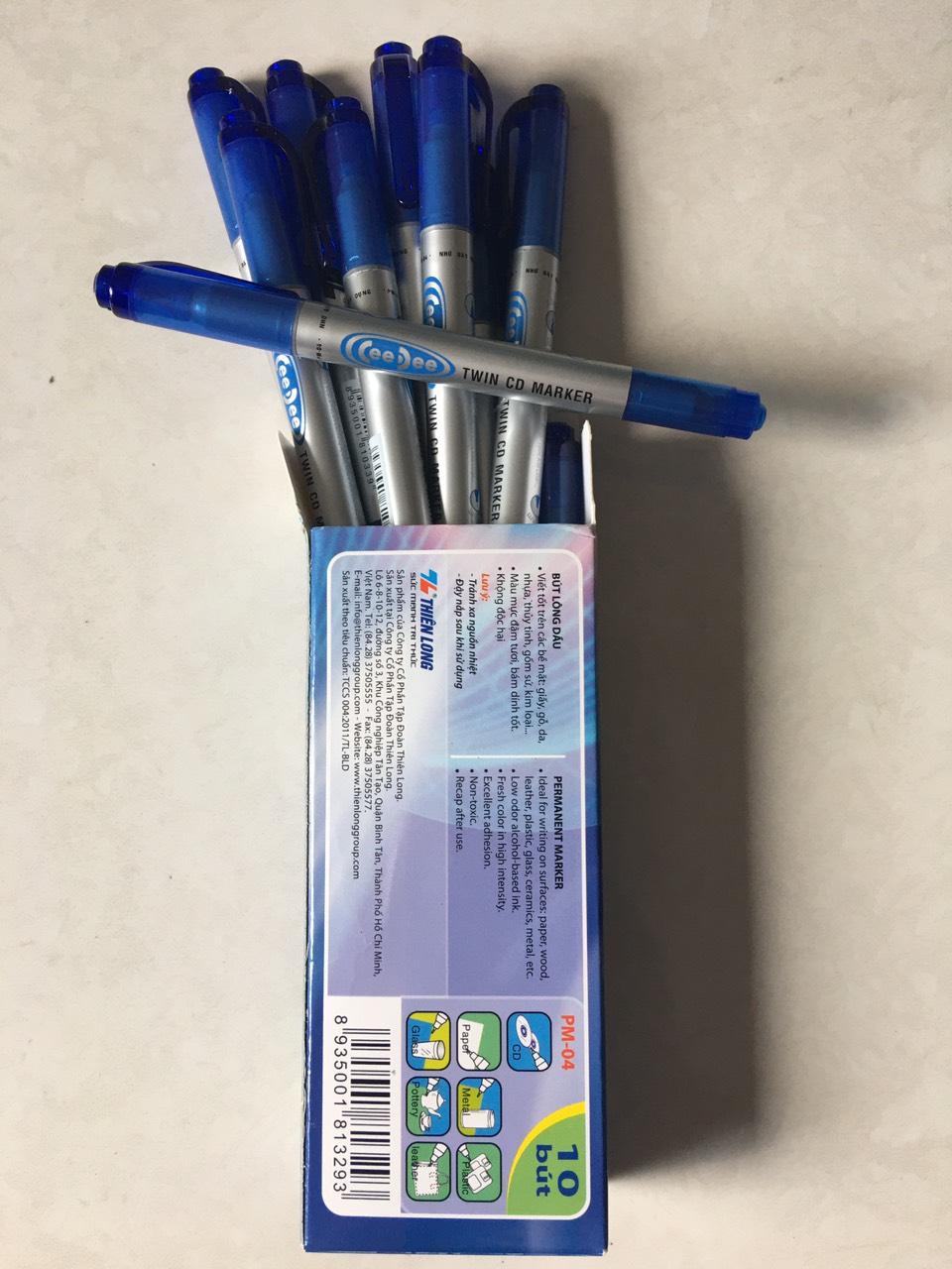 Bút lông dầu PM-04 - xanh - 1 hộp 10 cây