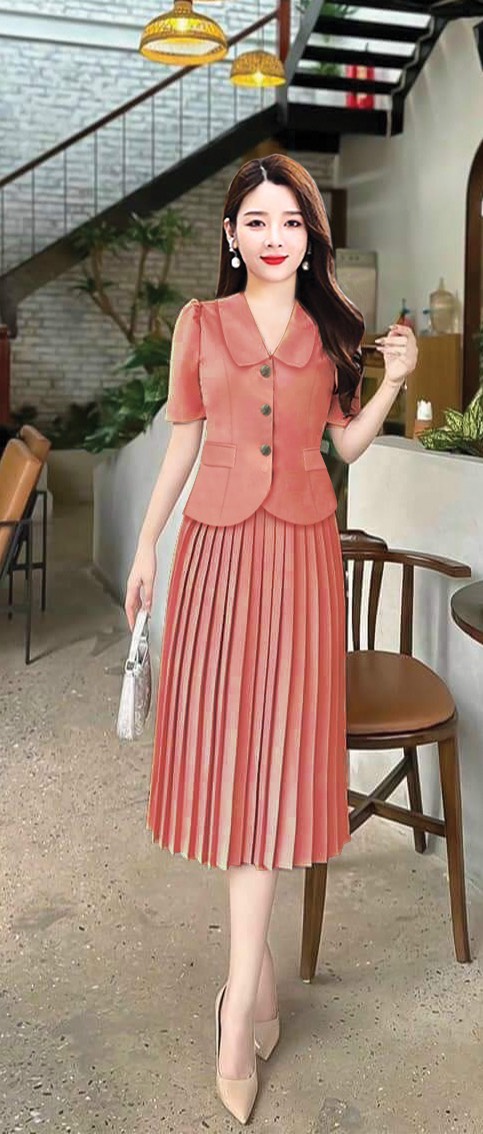 [HCM]SET CỔ SEN CHÂN VÁY DẬP LY