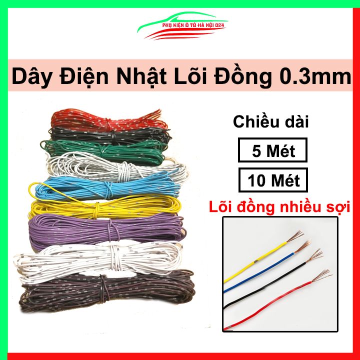Cuộn dây điện nhật 0.3mm, lõi đồng chuyên dùng cho điện ô tô, xe máy chịu nhiệt chịu ẩm cao