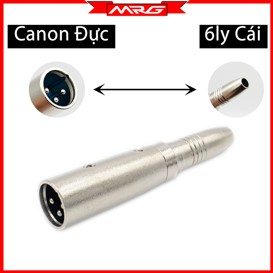 Jack Chuyển Đổi Canon Đực Ra 6 Ly Cái (6.5ly) (XLR to 1/4) giá 1 chiếc| đầu chuyển 6 ly canon, đầu nối jack 6 ly sang canon. JC