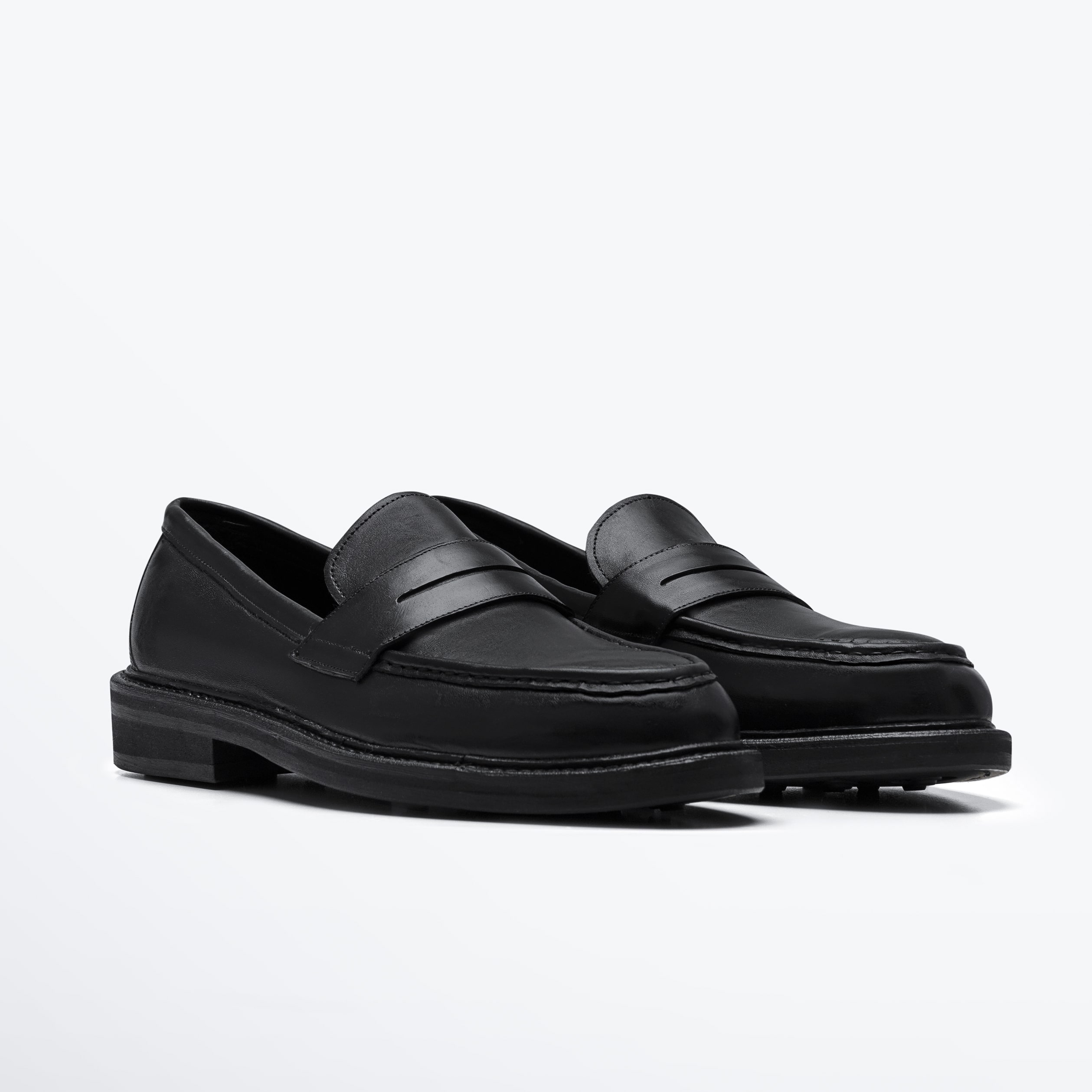 Giày Penny Loafer Nam TARMOR Da Thật Màu Đen
