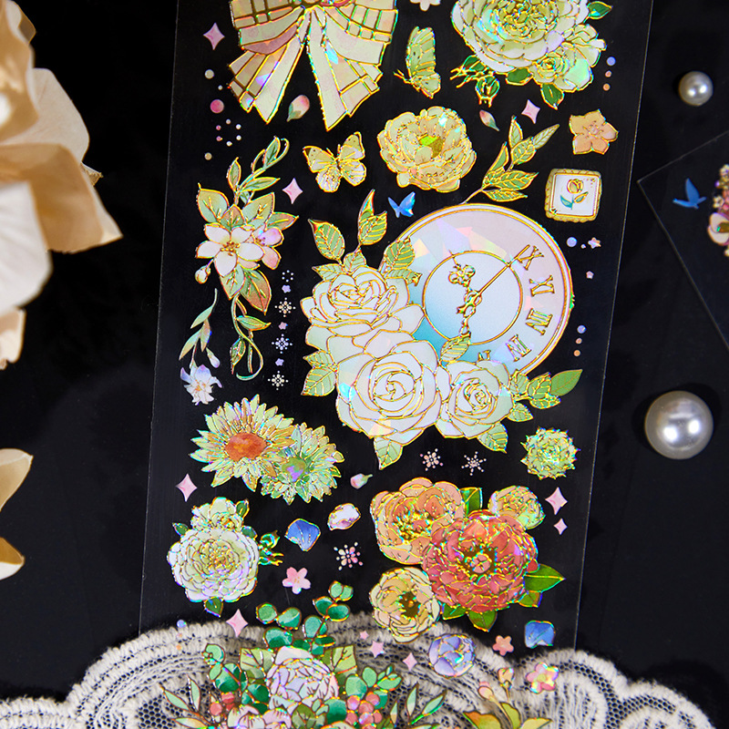 Sticker PET HD Shell Light Flower Chess DIY Decoration Journal Diary