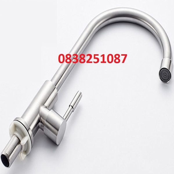 Vòi rửa chén bát lạnh inox 304 quay 360 độ dùng cho 2 hộc chậu cl2004 nước mạnh