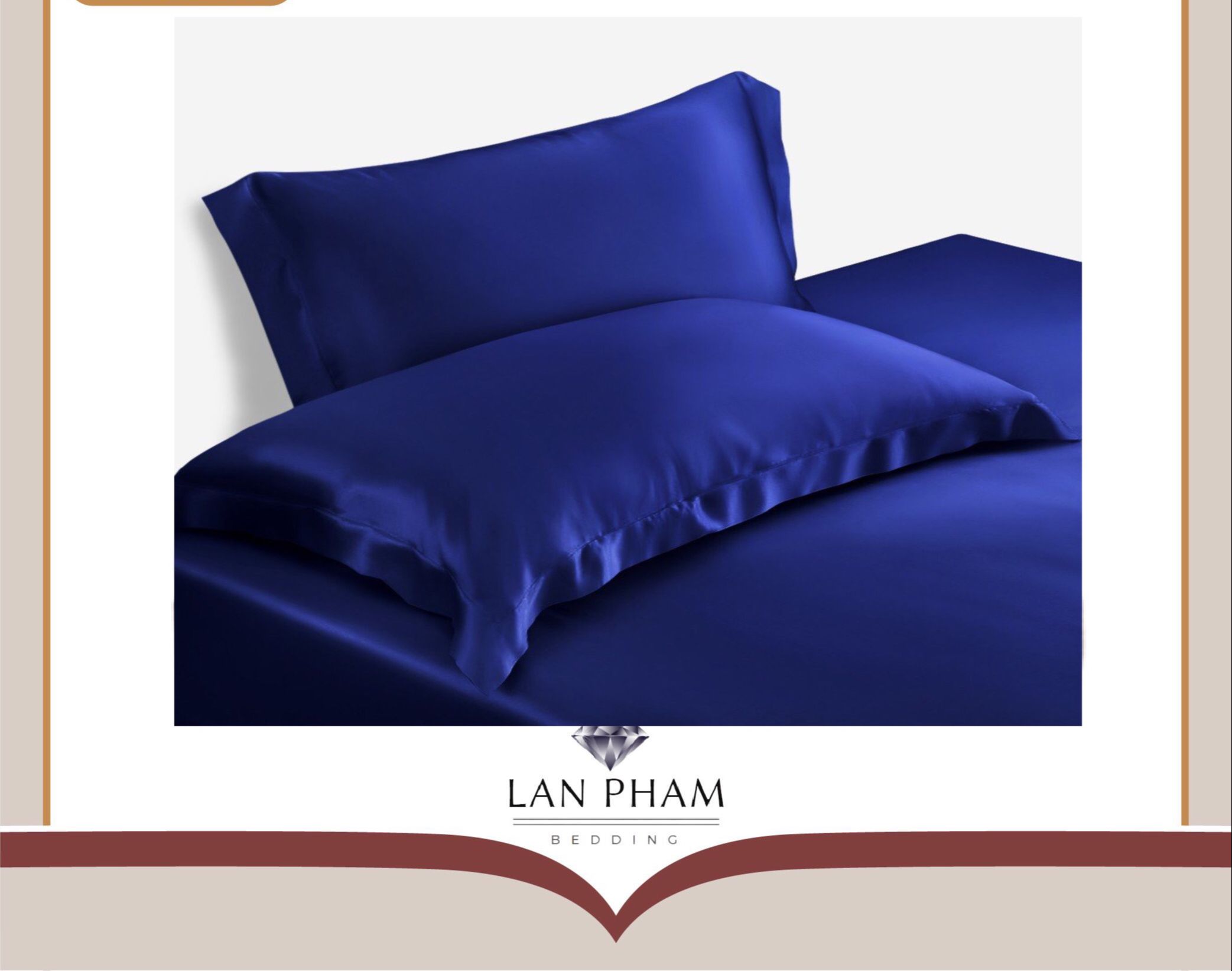( Lụa Loại 1) Bộ 4 Món Ga Gối Phi Lụa Xanh Biển Lan Pham Bedding Hàng Loại 1 Mát Mịn