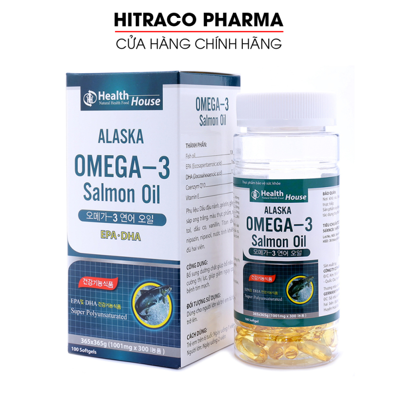 Viên dầu cá 1000mg Alaska Omega 3 bổ mắt, bổ não, khỏe mạnh tim mạch - Hộp 100 viên bổ sung EPA 180mg, DHA 120mg