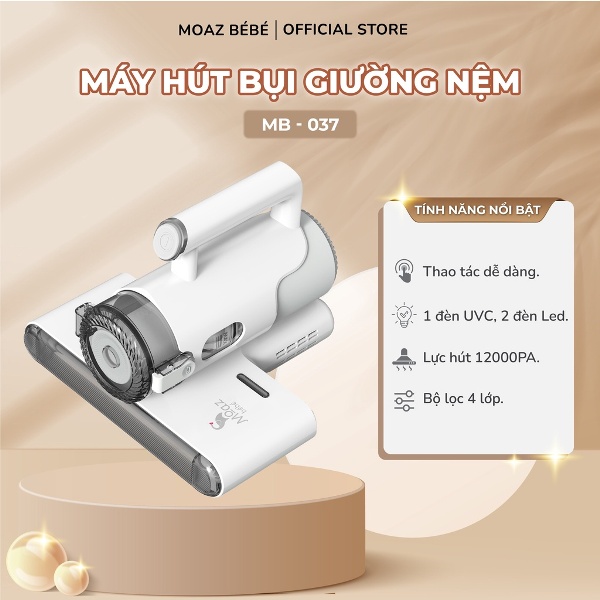 (FREESHIP ĐẾN 50k) MÁY HÚT BỤI GIƯỜNG NỆM MB037 MOAZ BÉBÉ MB 037 NAM9