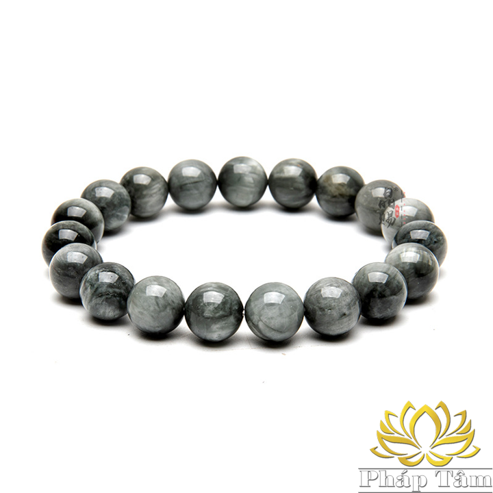 [Hiếm] Vòng Tay Phong Thủy Đá Gỗ Hóa Thạch Xám Khói Cao Cấp Hạng 7A - Pháp Tâm