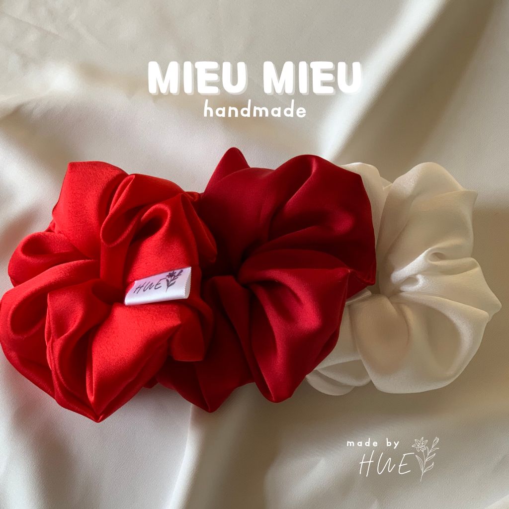 Cột tóc scrunchies handmade chất liệu lụa mềm mịn chun co giãn bảo vệ tóc S1016