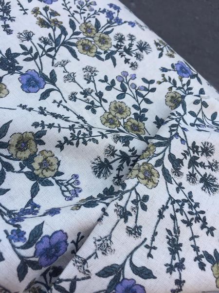 Vải linen hoa dây vàng, tím!