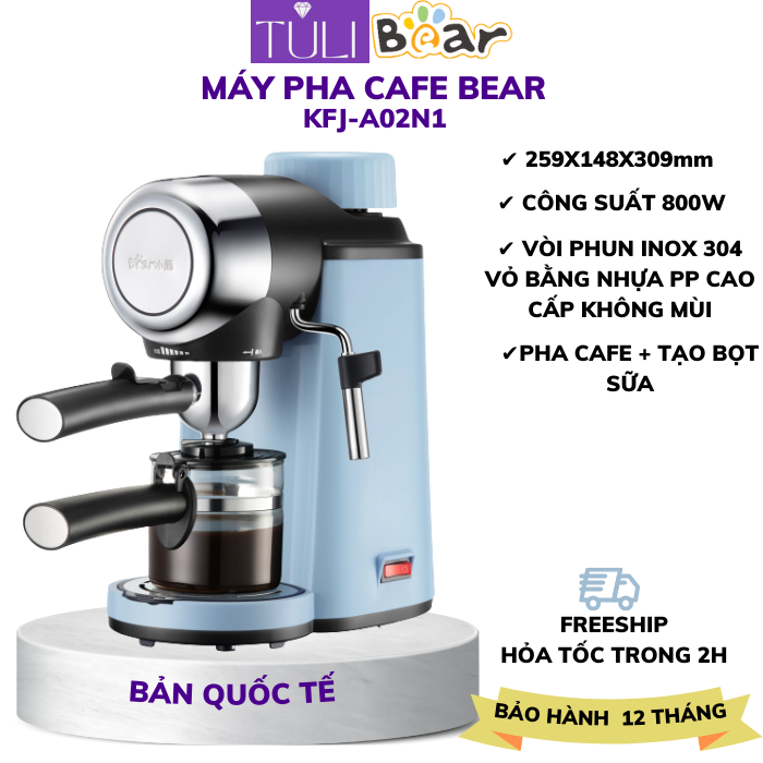 Máy pha cà phê tự động Espresso Bear A02N1, pha trà, tạo bột sữa đa năng