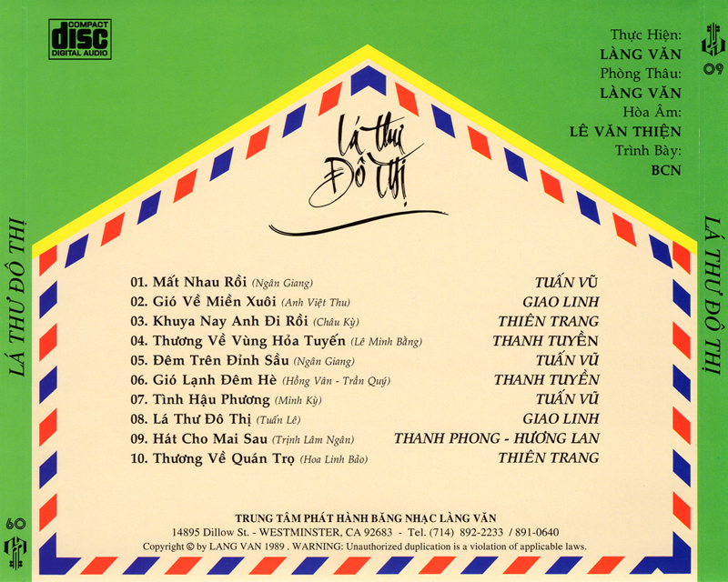 LangVanCD009- Lá Thư Đô Thị
